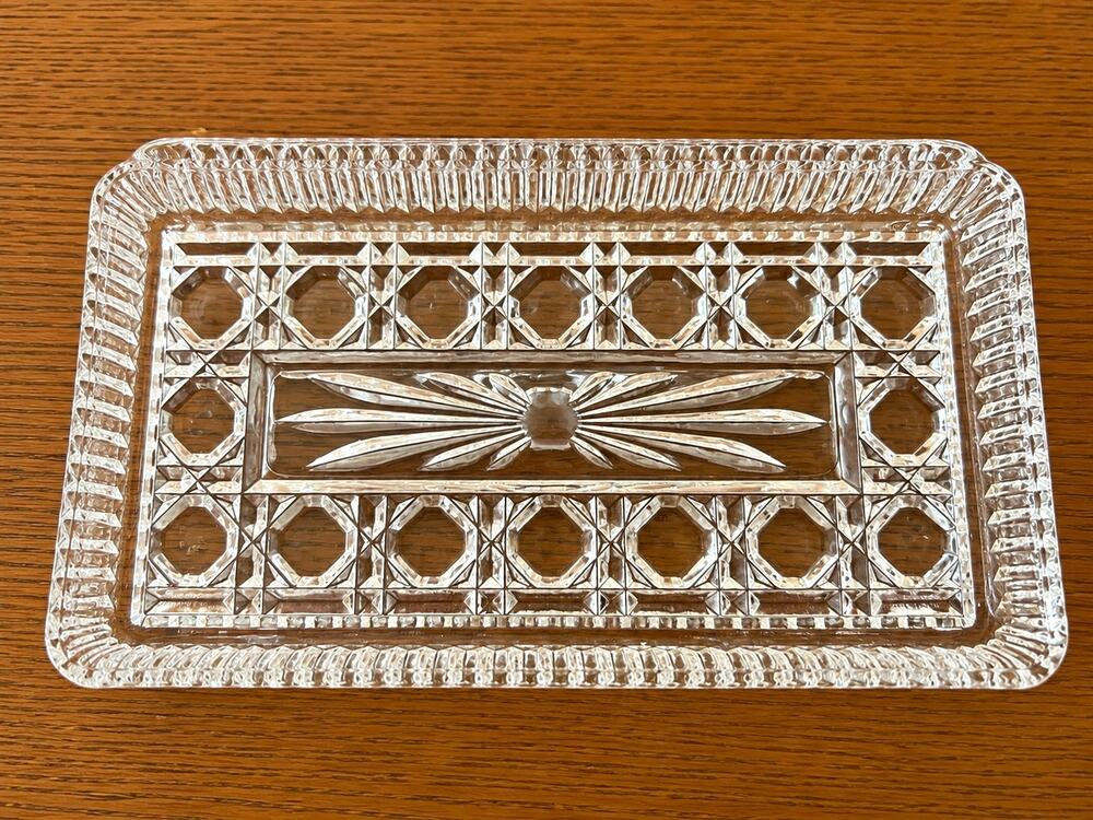 Vintage Federal Glass Windsor Tray - Button & Cane